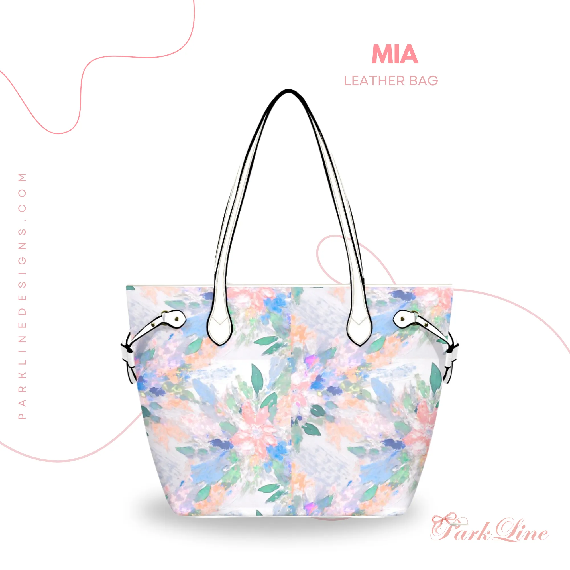 Mia Leather Bag | Digital Abstract Floral Design | Perfect Gift for Her | Elegant & Durable Fashion Tote