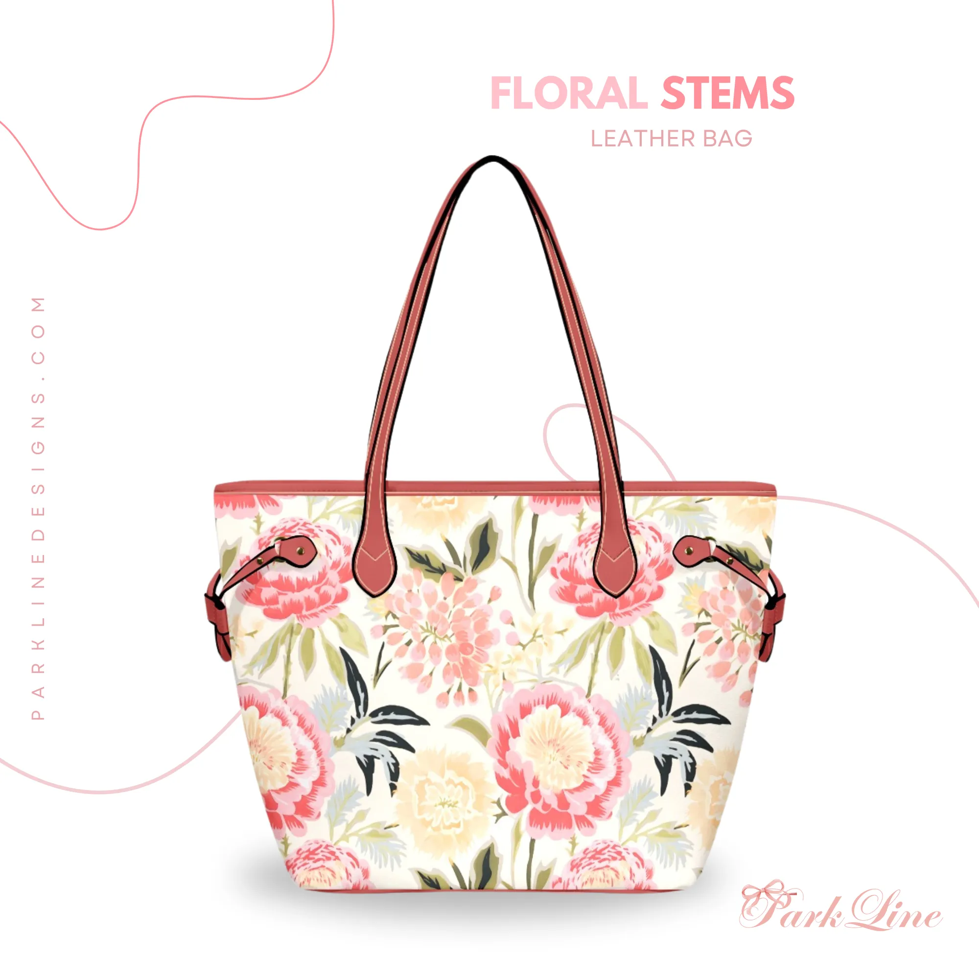 Mia Leather Bag | Digital Abstract Floral Design | Perfect Gift for Her | Elegant & Durable Fashion Tote