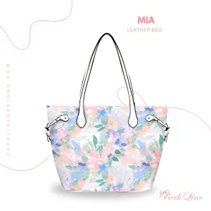 Mia Leather Bag | Digital Abstract Floral Design | Perfect Gift for Her | Elegant & Durable Fashion Tote