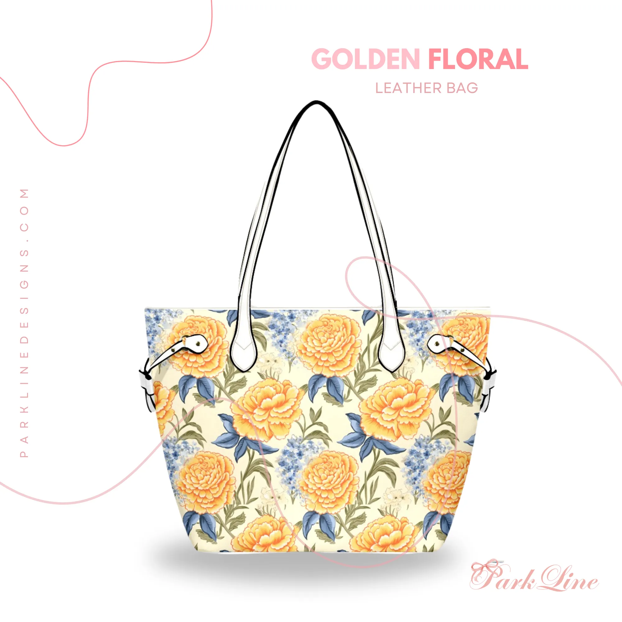 Mia Leather Bag | Digital Abstract Floral Design | Perfect Gift for Her | Elegant & Durable Fashion Tote