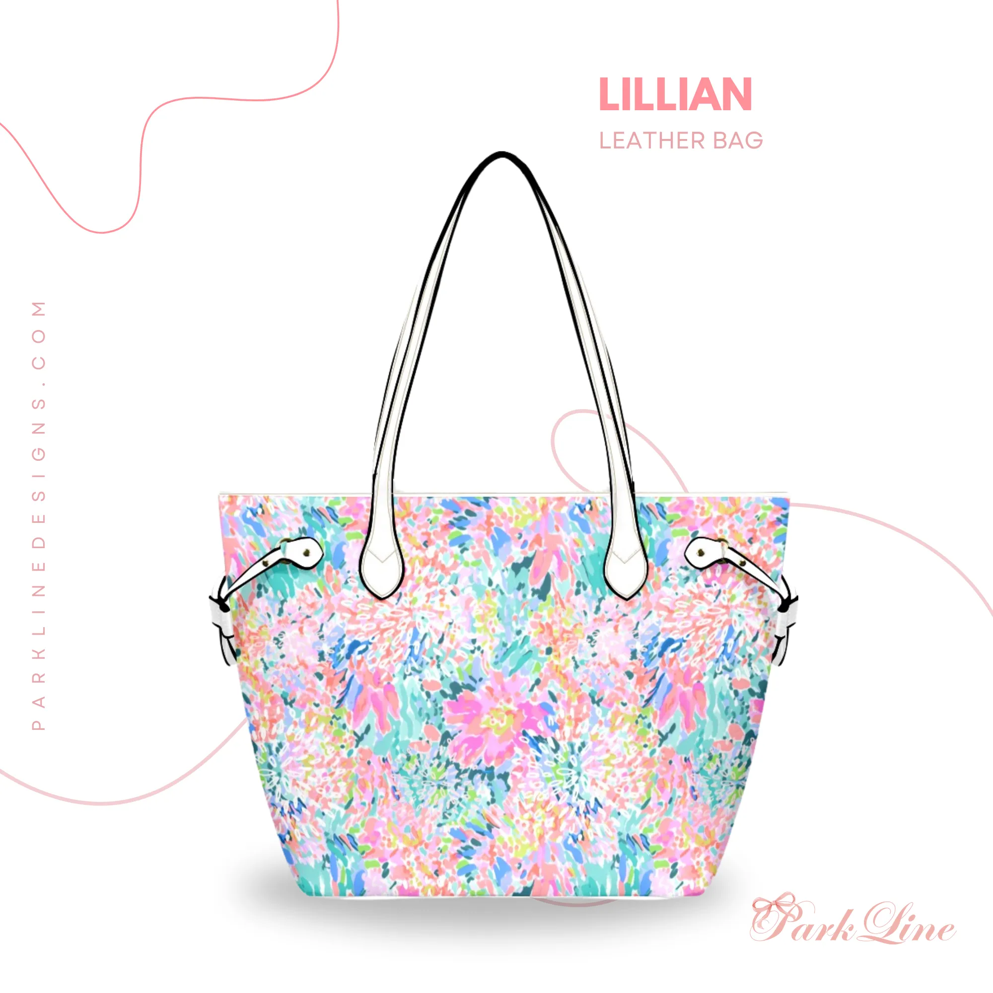 Mia Leather Bag | Digital Abstract Floral Design | Perfect Gift for Her | Elegant & Durable Fashion Tote