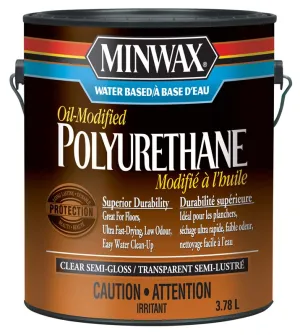 Minwax® Water Based Oil-Modified Polyurethane, Semi-Gloss, Clear, 3.78 L