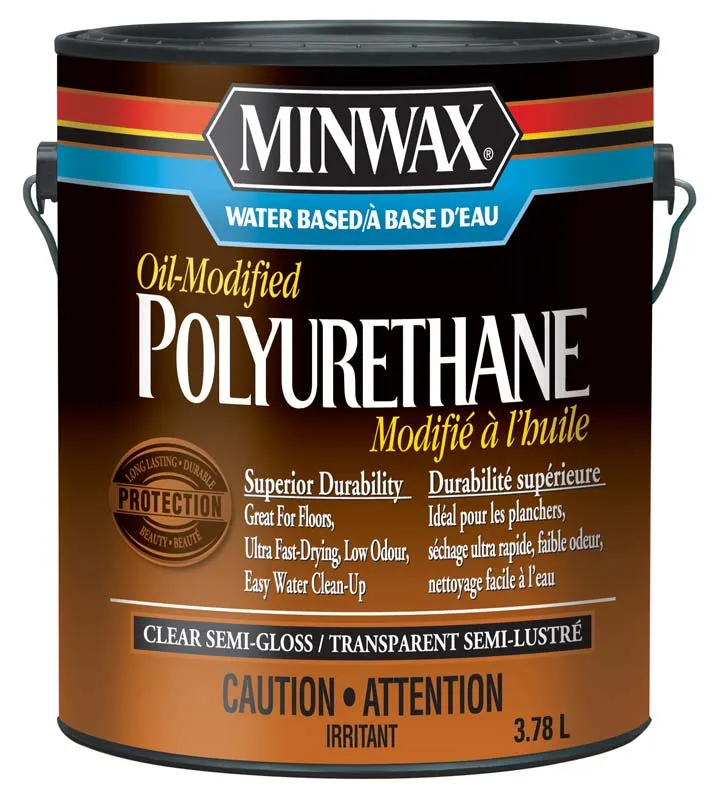 Minwax® Water Based Oil-Modified Polyurethane, Semi-Gloss, Clear, 3.78 L