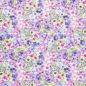 Painted Patchwork - Berry Floral Dark Periwinkle Digitally Printed Yardage