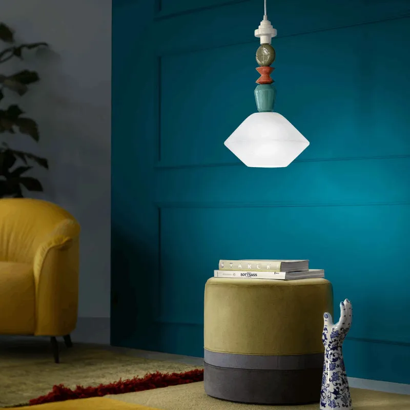Playful and Colourful Ceramic Diamond Pendant