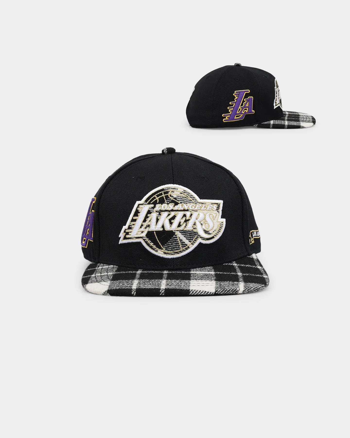 Pro Standard Los Angeles Lakers Prep Plaid Brim Snapback Black