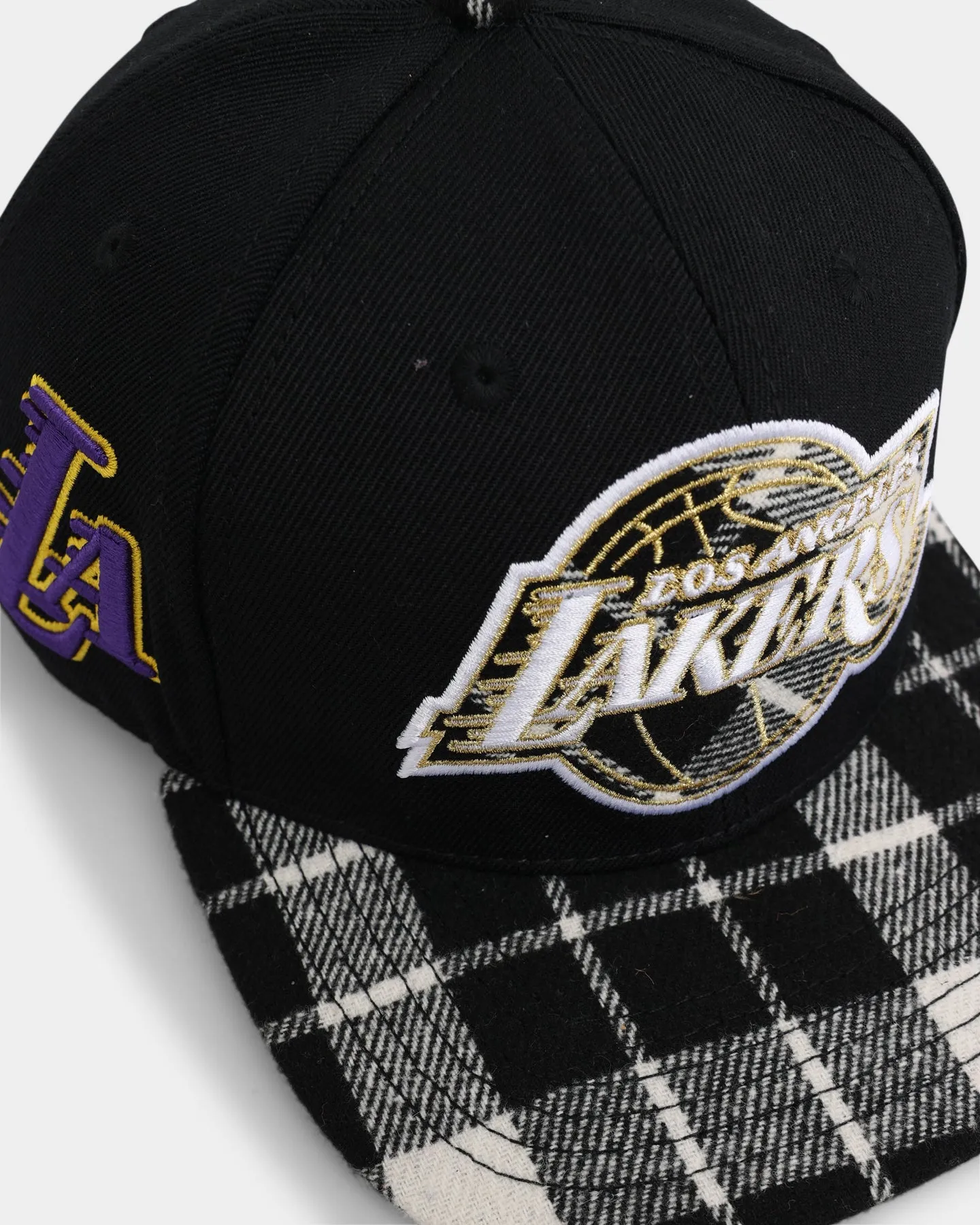 Pro Standard Los Angeles Lakers Prep Plaid Brim Snapback Black