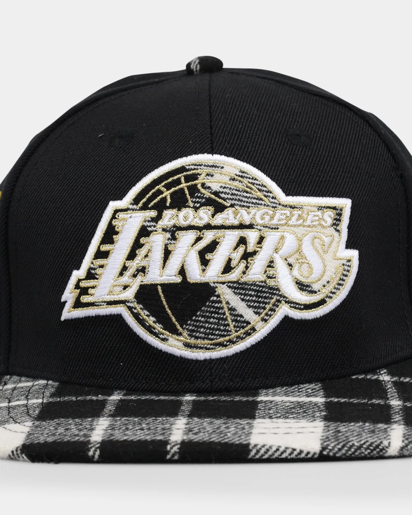 Pro Standard Los Angeles Lakers Prep Plaid Brim Snapback Black