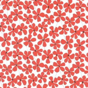 Red Alert - Floral Allover White Yardage