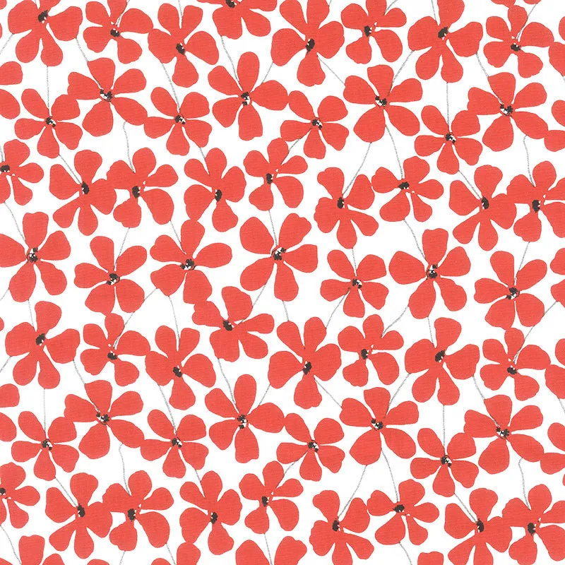 Red Alert - Floral Allover White Yardage