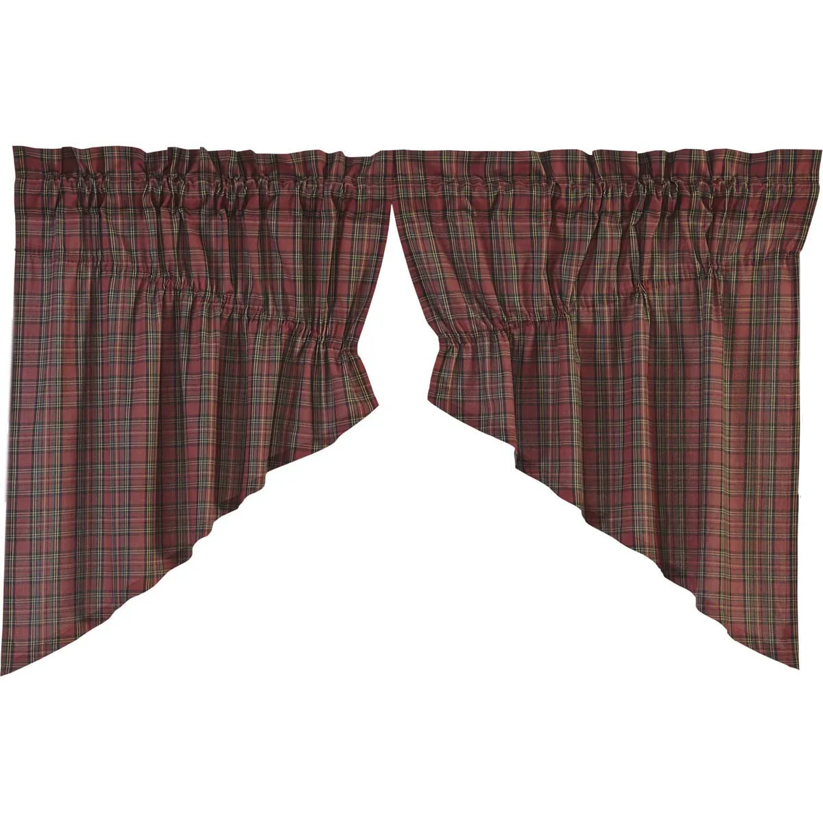 Tartan Red Plaid Prairie Swag Set of 2 36x36x18