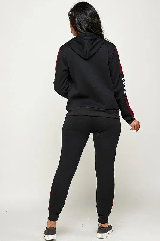 TWO Piece LOVE Jogger AND Zip up Hoodie Set