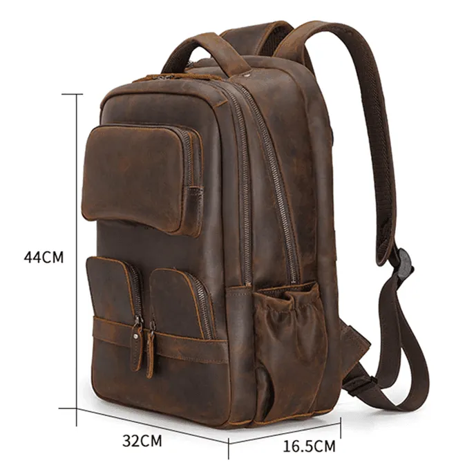 Urban Leather Weekender Backpack Large Capacity Travel Bag