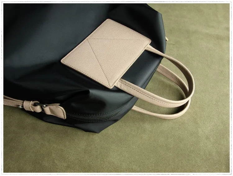 Womens Light Gray&Yellow Nylon Backpack Bag Best Satchel Backpack Nylon Leather School Rucksack for Ladies